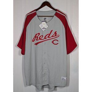 NEW Cincinnati Reds Dynasty Jersey Button Up Mens Size XXL 2XL New Tags Gray Red